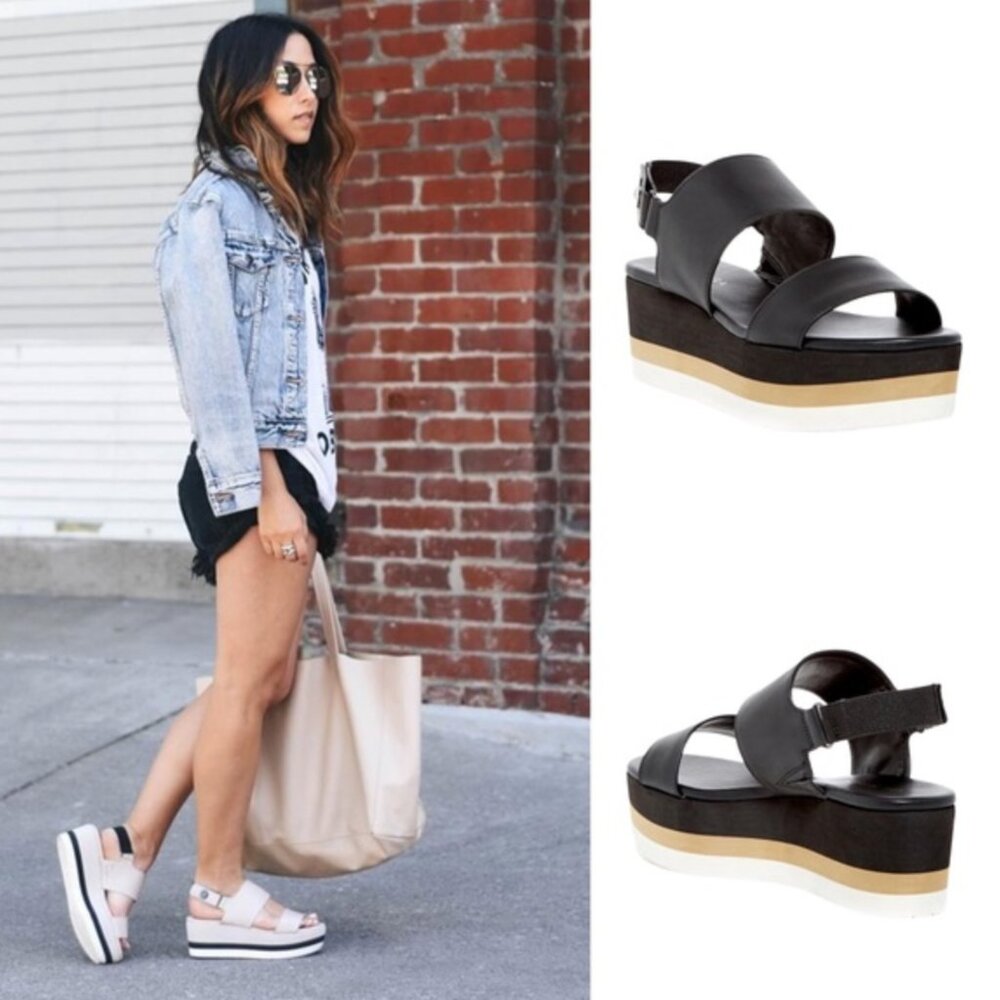 VIA SPIGA Neza Platform Leather Sporty Strappy Sandals 6.5 US/36.5 EU